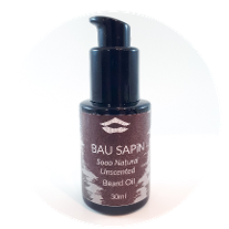A bottle of Bau Sapin beard oil in the scent 'Sooo Natural'